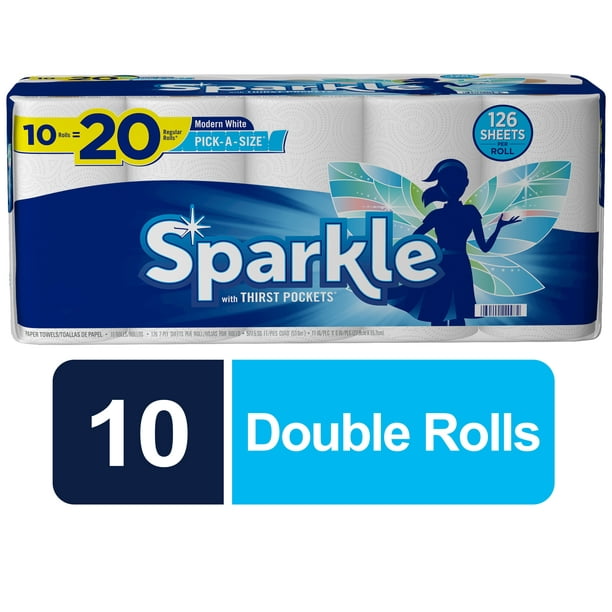 Sparkle Paper Towels 10 Double Rolls 20 Regular Rolls 126 Sheets per Roll for sale online